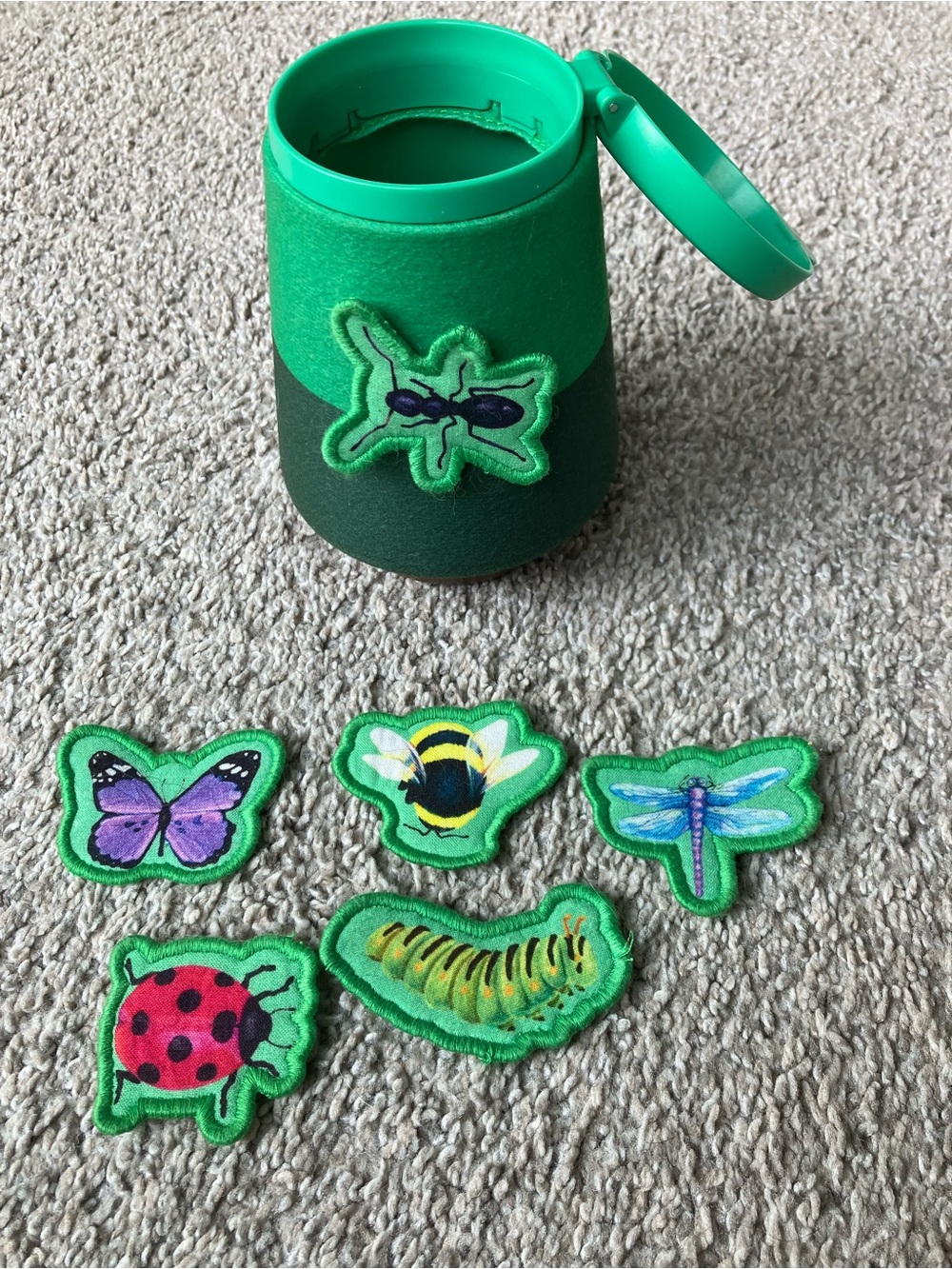 Green Bug Patch Cup Set for Kids - Interactive Felt Patches